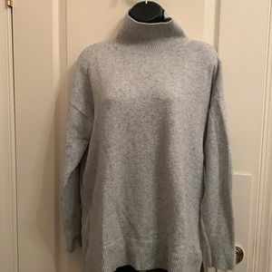 Grey cotton blend mock turtleneck sweater